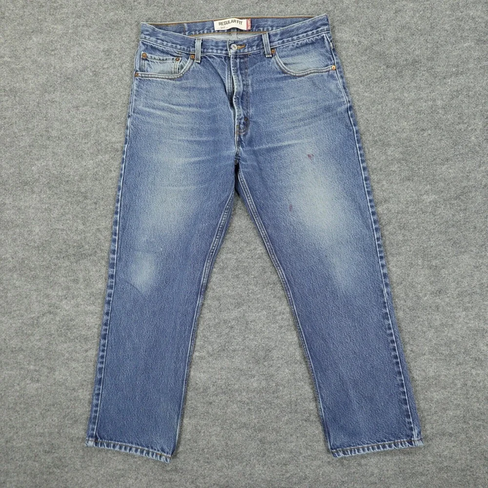 Levis 505 Jeans Mens 36x30 Blue Regular Fit Straight Leg Stretch